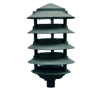 Dabmar Lighting D5500-L12-50K-310-G Cast Aluminum Pagoda 5-Tier 3" Base 10" Top, G24, Color Temperature 5000K, Green Finish