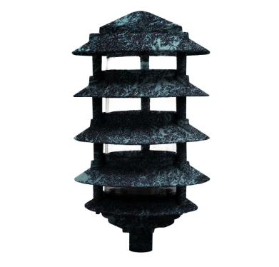 Dabmar Lighting D5500-310-VG Cast Aluminum Pagoda 5-Tier 3" Base 10" Top, E26, No Lamp, Verde Green Finish