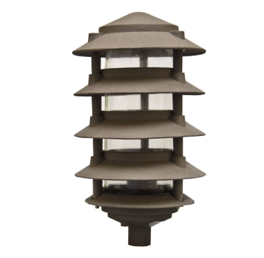 Dabmar Lighting D5500-L6-30K-BZ Cast Aluminum Pagoda 5-Tier 1/2" Base 6" Top, E26, Color Temperature 3000K, Bronze Finish