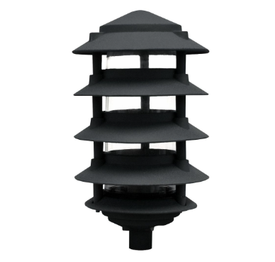 Dabmar Lighting D5500-L12-50K-B Cast Aluminum Pagoda 5-Tier 1/2" Base 6" Top, G24, Color Temperature 5000K, Black Finish