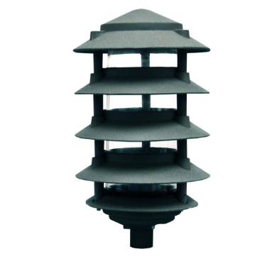 Dabmar Lighting D5500-L6-30K-G Cast Aluminum Pagoda 5-Tier 1/2" Base 6" Top, E26, Color Temperature 3000K, Green Finish