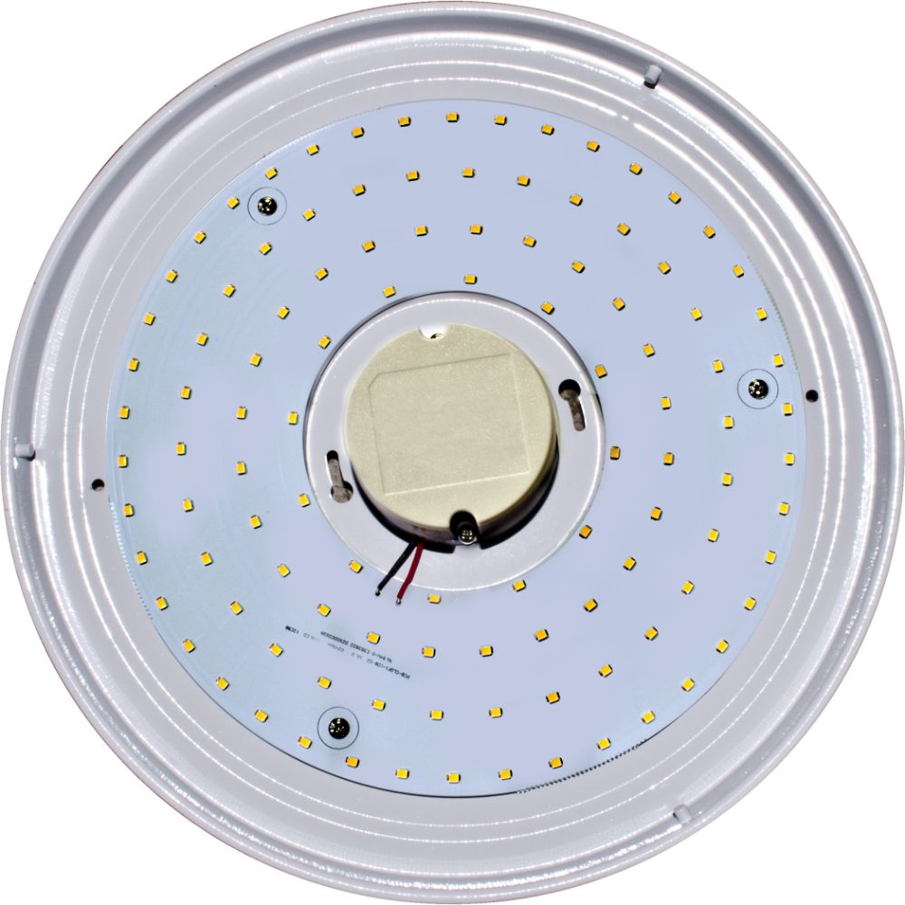 Dabmar Lighting D6400-LB18-40K-W Steel Surface Mounted Dome Ceiling Fixture 90V-277V LB 18W 40K in White, Voltage  90V-277V , Wattage 18W, Color Temperature 4000K, White Finish