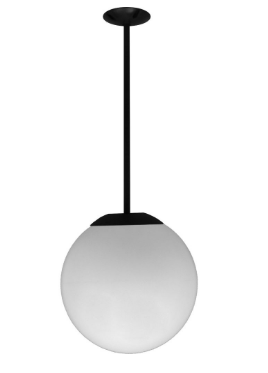 Dabmar Lighting D7501-18-L18-65K-B 16" Ceiling Globe Fixture, Voltage 120-277V, E26, Wattage 1800W, Color Temperature 3000k, Finish Black