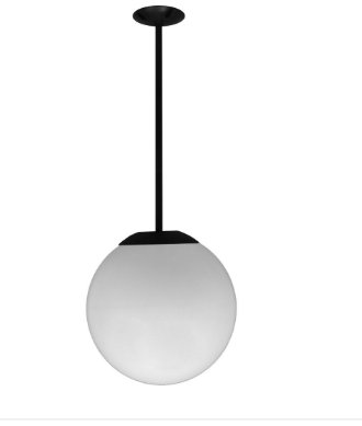 Dabmar Lighting D7501-18-L20-30K-B Cast Aluminum Drop Down 16" Ceiling Globe Fixture, Voltage 120-277V, GU24, Wattage 3000W, Color Temperature 3000k, Finish Black
