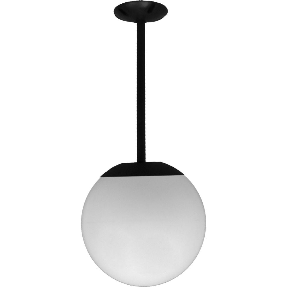 Dabmar Lighting D7502-12-L18-65K-B LED Cast Aluminum Drop Down 18" Ceiling Globe Fixture, 120V-277V, E26, Wattage: 18W, Color Temperature: 6500K, Black Finish