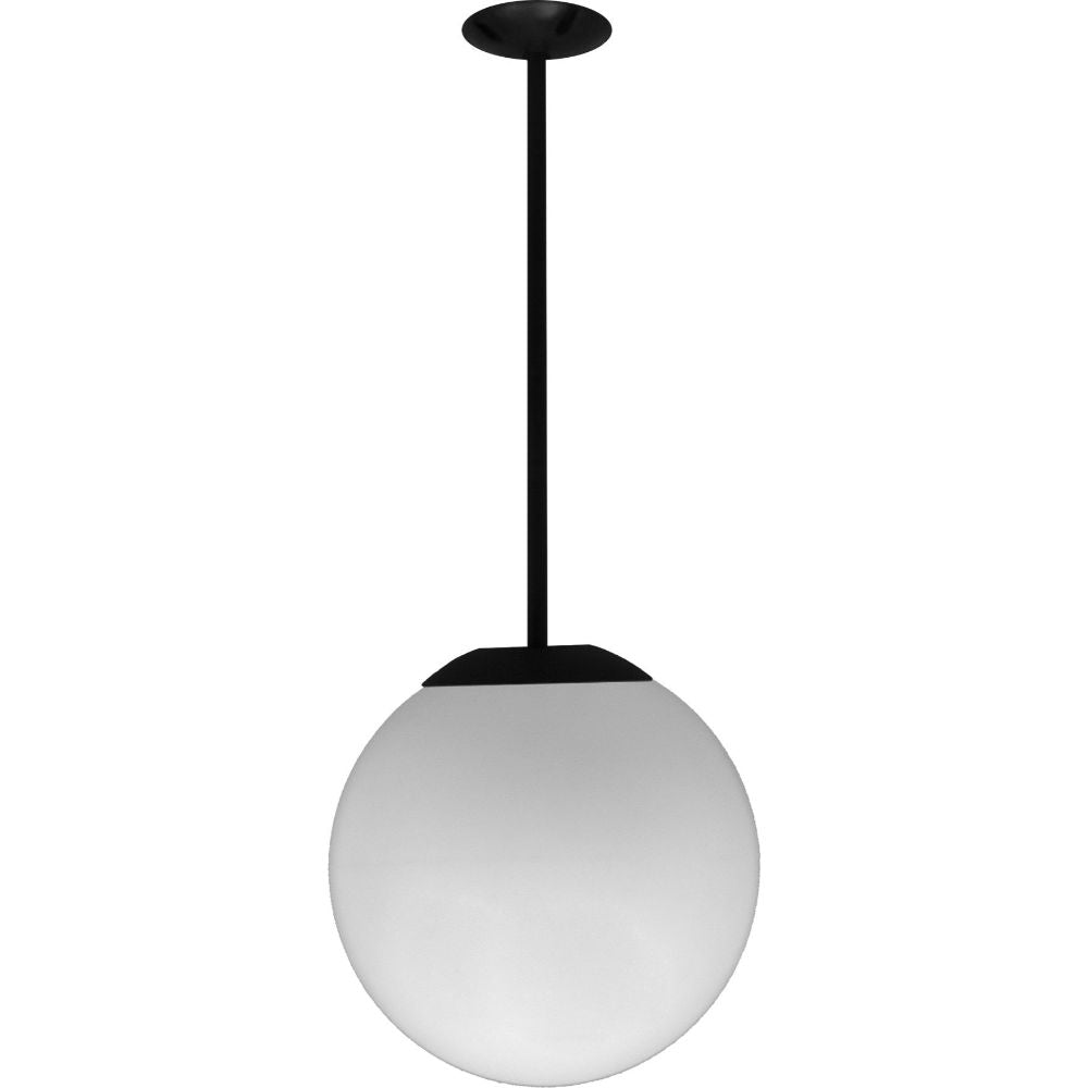 Dabmar Lighting D7502-18-L30-30K-B LED Cast Aluminum Drop Down 18" Globe Ceiling Fixture, 85V-265V, E26, Color Temperature 3000K, White Finish