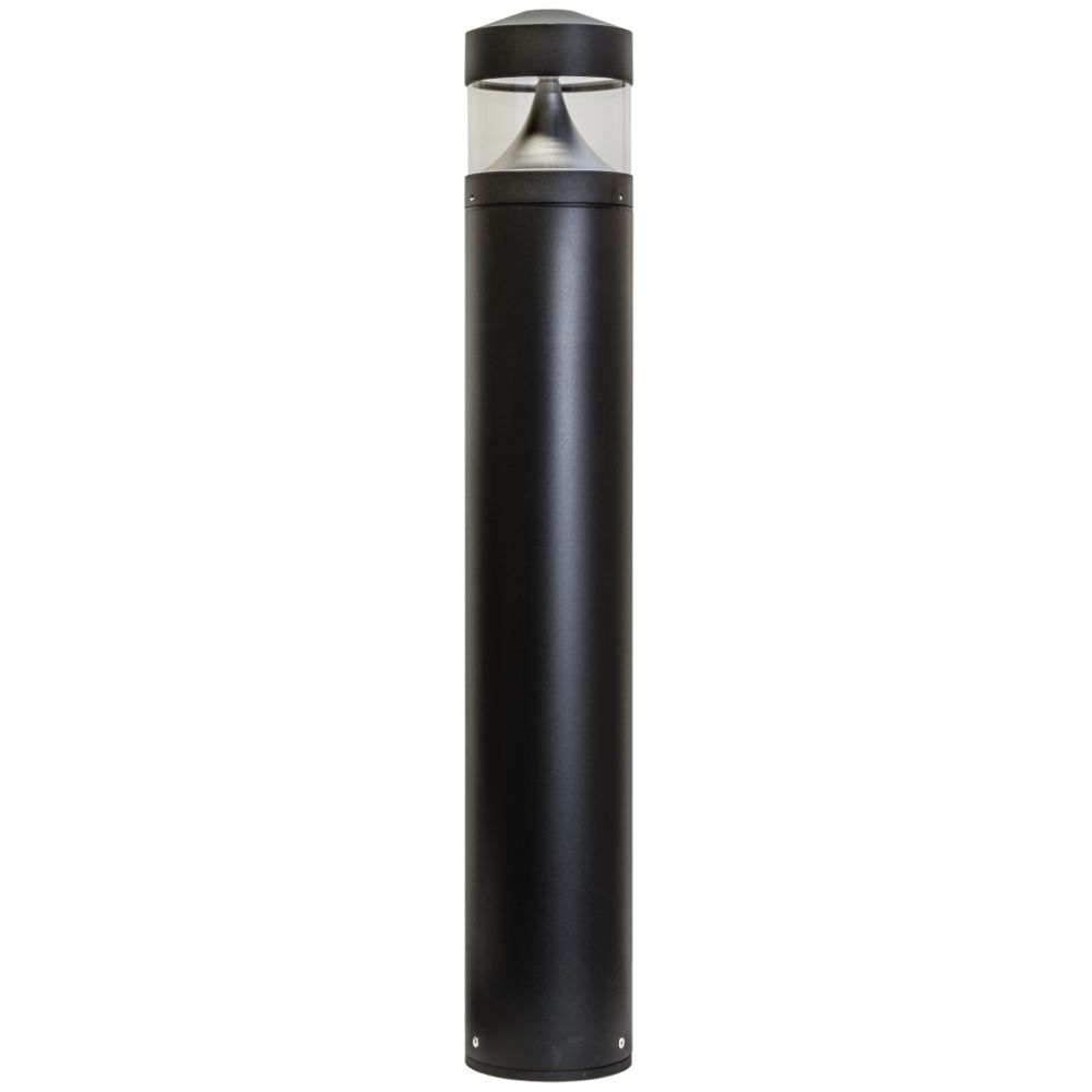 Dabmar Lighting D860-LB20-40K-B LED Cast Aluminum Bollard Clear Light, 120V-277V, LB, Color Temperature 4000K, Black Finish