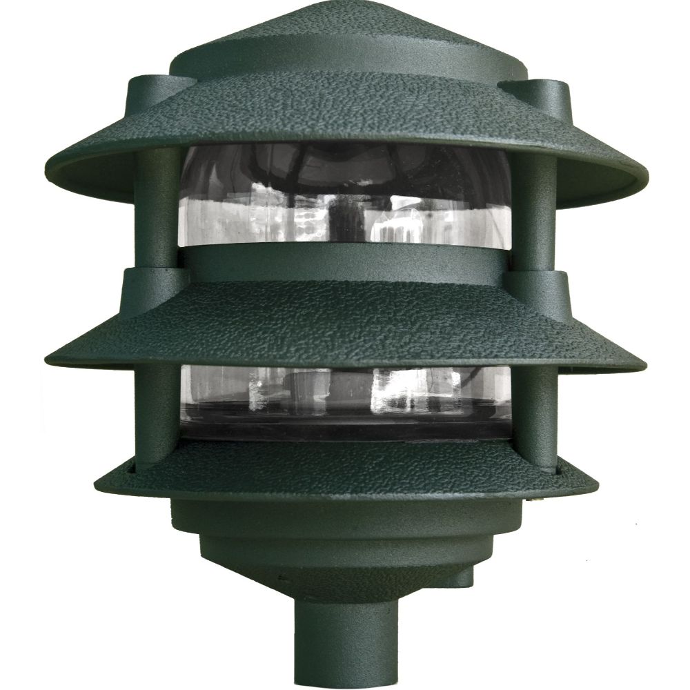 Dabmar Lighting DD5000-10T-G LED Cast Aluminum Pagoda Light, 3-Tier, 1/2" Base, 10" Top, 120V, E26 W/ No Lamp, Green Finish