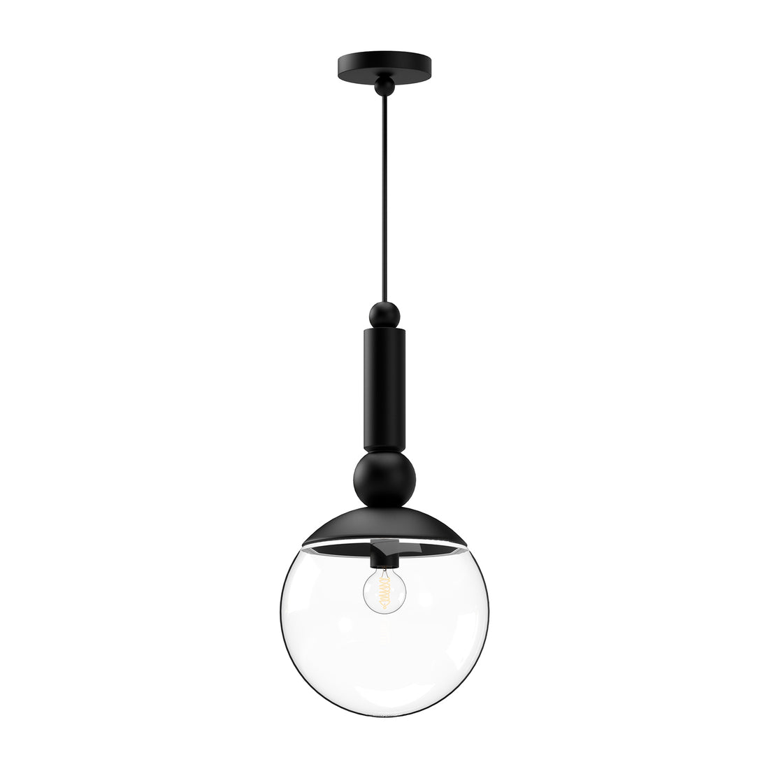 Alora Mood PD560510MBCL Delilah 10" Pendant, Clear Glass, Clear Glass/Matte Black Finish, E26 Socket, 60W Max, Adjustable Height, Dry Location