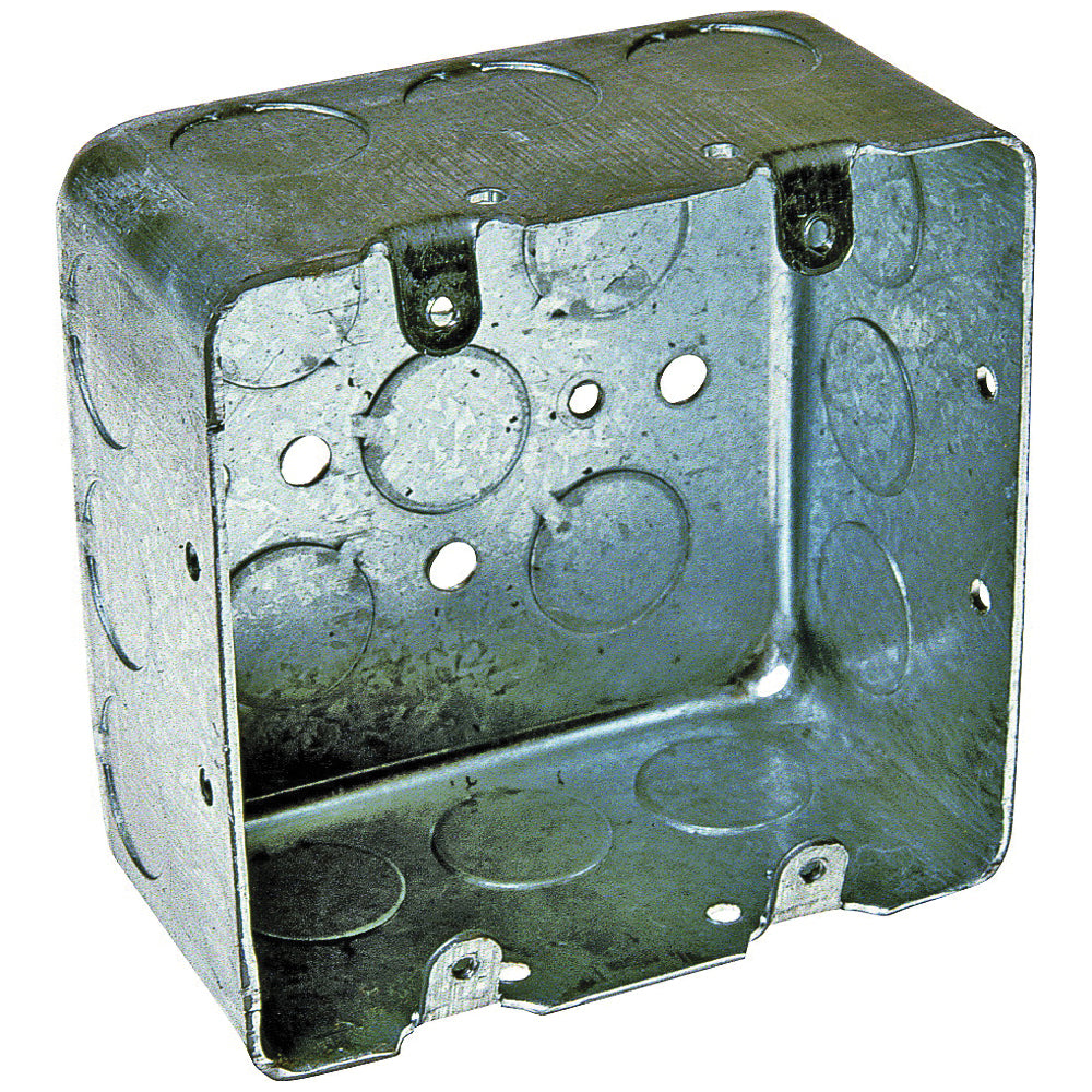 Orbit DHB-2 Drawn Galvanized Handy Box, 2 -Gang, 2 -Outlet, 12 -Knockout, 1, 1/2, 3/4 in Knockout, Steel, Gray Finish