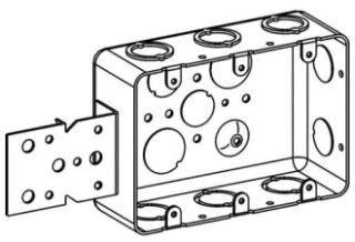 Orbit DHB-3-B Drawn Galvanized Handy Box, 3 -Gang, 3 -Outlet, 2-1/8" Deep W/ CKO 1/2" Knockouts & B Brackets