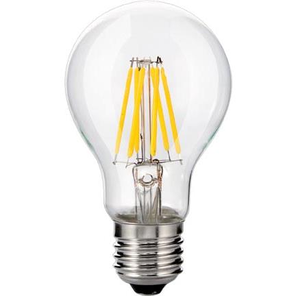 Dabmar Lighting DL-A60-LED6W-60K LED Medium Filament E26 Base Bulb Light, Voltage 120V, A60, Color Temperature 6000K