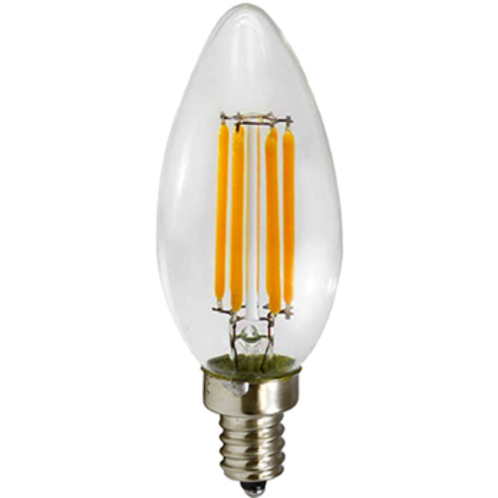 Dabmar Lighting DL-C35-LED4W-30K LED Filament E12 Base Bulb Light, Voltage 120V, C35, Color Temperature 3000K