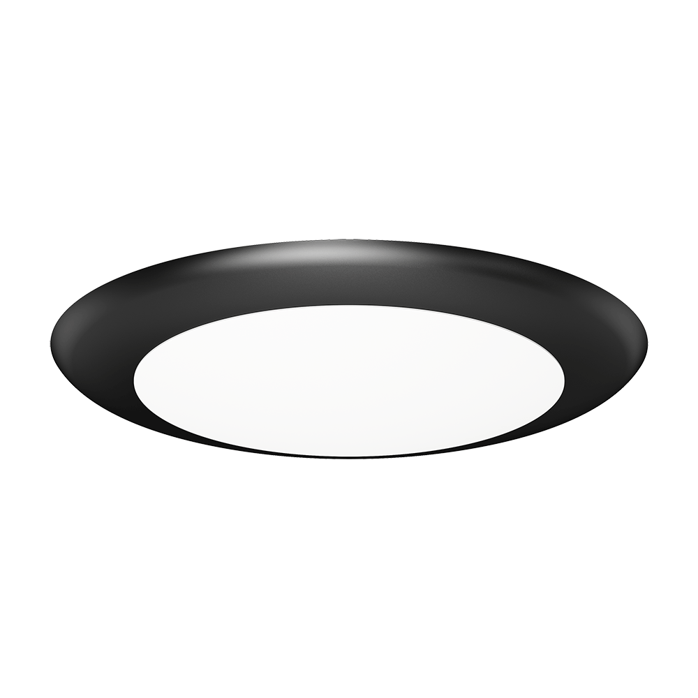 Lotus LED Lights DL205T-6-15W-5CCT-R90-0082-BK 6" Round Disk Downlight – 15W (100W Halogen Equivalent), 5 CCT Selectable (2700K-5000K), 115° Ultra-Wide Flood, 90+ CRI, TRIAC Dimming, Wet Location Rated, Black Trim