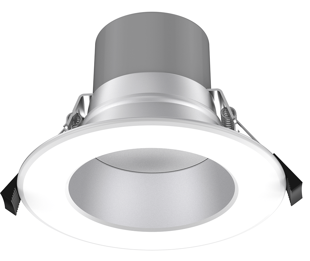 Lotus LED Lights DL254-4-16W-M-A5C5-AZ 4" Round Commercial LED Recessed Light – 5 CCT Selectable (2700K-5000K) & 5 Watt Adjustable (6W-16W), Dimmable 0-10V, 80° Beam Angle, White Trim & Silver Matte Reflector