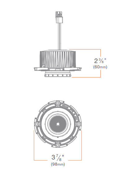 DMF Lighting DRD4M07935SPWT Recessed Spot Adjustable LED Downlight Module, Lumens 750 lm, Color Temperature 3500K, 93+ CRI, Triac/ELV, White Finsih