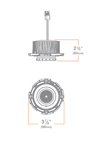 DMF Lighting DRD4M10935WFT Recessed Wide Flood Adjustable LED Downlight Module, Lumens 1000 lm, Color Temperature 3500K, 93+ CRI, TRIAC/ELV