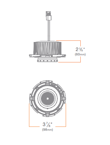 DMF Lighting DRD4M07940WFWO Recessed Wide Flood Adjustable LED Downlight Module, Lumens 750 lm, Color Temperature 4000K, 93+ CRI, 0-10V White Finish