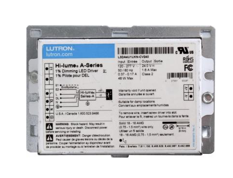 Elco Lighting DRVL396W Lutron™ Hi-Lume Premiere 0.1% Dimming LED Driver for Tape Light, Wattage 96W, Voltage 24V DC 120/277V