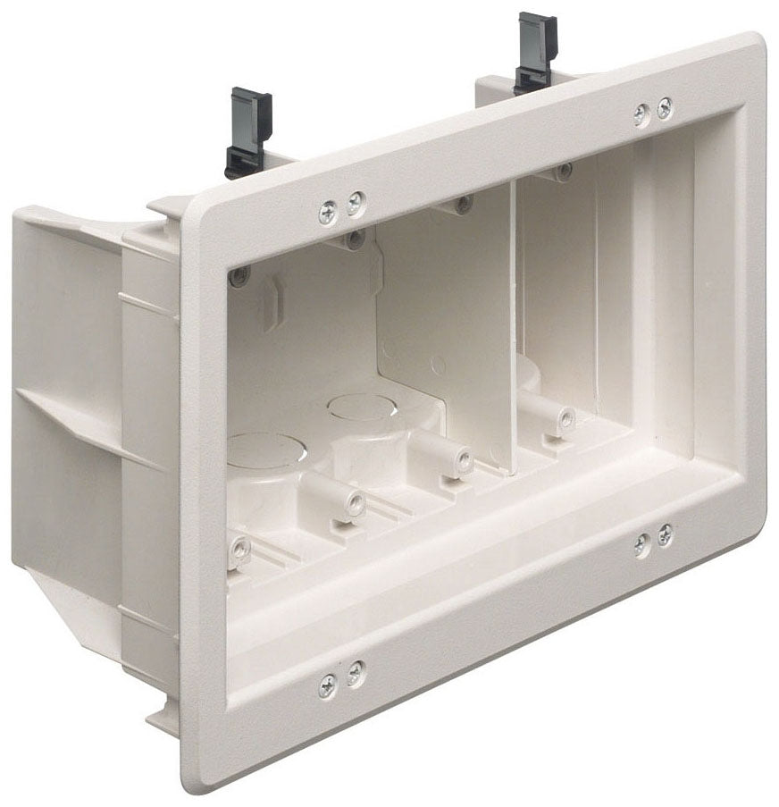 Arlignton DVFR4W Four-Gang IN BOX Recessed Indoor Electrical Box for New and Retrofit Construction, White