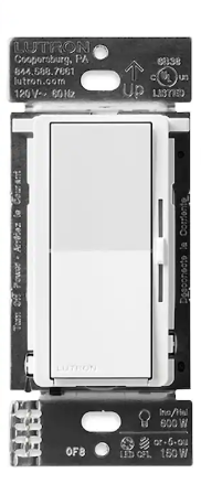 Lutron DVRF-6L-WH-R Diva Smart Dimmer Light Switch for Caseta Lighting (Lutron Smart Hub Required), for LED Lights, 150W, Single-Pole/3-Way, No Neutral, With RemoteWhite