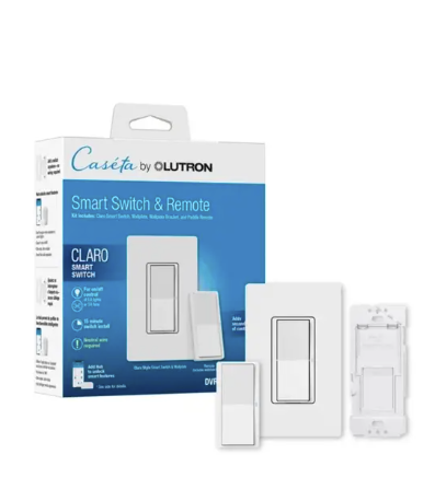 Lutron DVRF-PKG1S-WH Caseta Starter Kit, Claro Smart Switch + Pico Paddle, White Finish