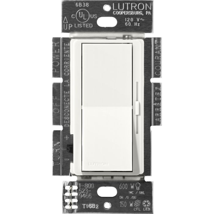 Lutron DVSCCL-153P-GL Diva LED + Dimmer Switch for Dimmable LED Bulbs, 150-Watt/Single-Pole or 3-Way, Glacier White Finish