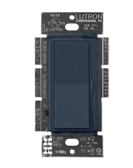 Lutron DVSCF-103P-277DE Lutron Diva 3-Wire Dimmer Switch for Ballasts & LED Drivers, 1000W/6A, Single Pole/3-Way, 277V, Deep Sea Finish