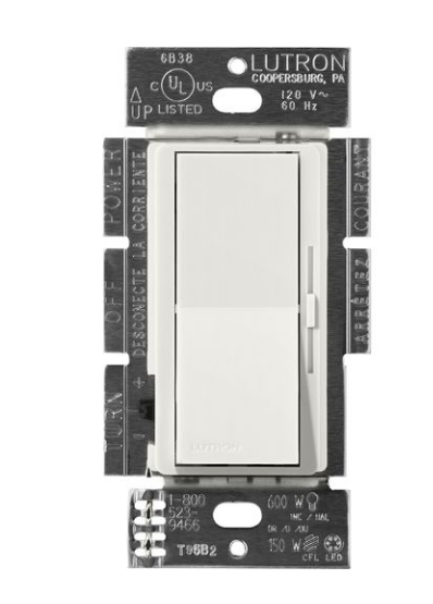 Lutron DVSCF-103P-277LG Lutron Diva 3-Wire Dimmer Switch for Ballasts & LED Drivers, 1000W/6A, Single Pole/3-Way, 277V, Lunar Gray Finish
