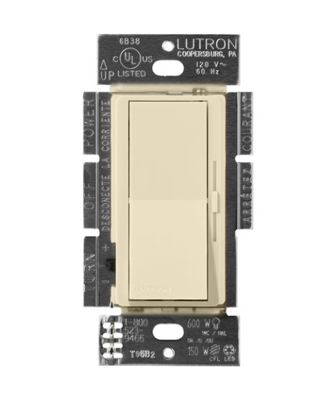 Lutron DVSCF-103P-277SD Lutron Diva 3-Wire Dimmer Switch for Ballasts & LED Drivers, 1000W/6A, Single Pole/3-Way, 277V, Sand Finish