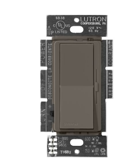 Lutron DVSCF-103P-277TF Lutron Diva 3-Wire Dimmer Switch for Ballasts & LED Drivers, 1000W/6A, Single Pole/3-Way, 277V, Truffle Finish