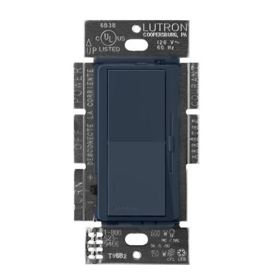 Lutron DVSCF-103P-DE Lutron Diva 3-Wire Dimmer Switch for Ballasts & LED Drivers, 1000W/8A, Single Pole/3-Way, 120V, Deep Sea Finish