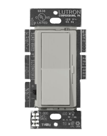 Lutron DVSCF-103P-PB Lutron Diva 3-Wire Dimmer Switch for Ballasts & LED Drivers, 1000W/8A, Single Pole/3-Way, 120V, Pebble Finish