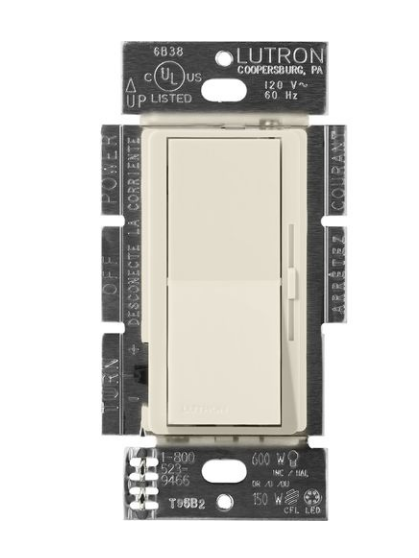 Lutron DVSCF-103P-PM Lutron Diva 3-Wire Dimmer Switch for Ballasts & LED Drivers, 1000W/8A, Single Pole/3-Way, 120V, Pumice Finish