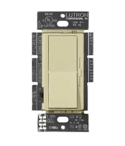 Lutron DVSCF-103P-SA Lutron Diva 3-Wire Dimmer Switch for Ballasts & LED Drivers, 1000W/8A, Single Pole/3-Way, 120V, Sage Finish