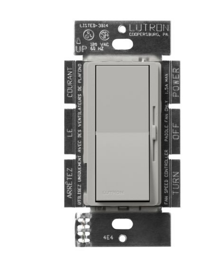 Lutron DVSCFSQ-F-PB Diva 3-Speed Fan Control Switch, 1.5A, Single-Pole/3-Way, No Neutral Required, 120V, Pebble