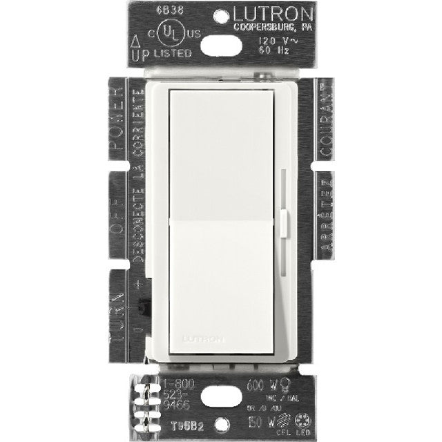 Lutron DVSCFSQ-LF-RW Diva 1.5A Fan Speed Control - Single-pole/3-Way - Architectural White Finish
