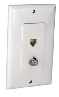 ORBIT DWJ-64F-I Decorative Wall Jack 1-6P4C & 1-F, Ivory Finish