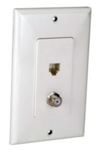 ORBIT DWJ-64F-W Decorative Wall Jack 1-6P4C & 1-F, White Finish