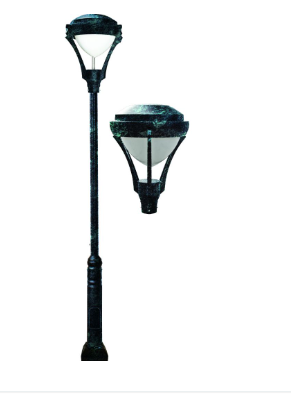 Dabmar Lighting GM5903-L60-30K-VG Cast Aluminum 3 Post Top Fixture Pole + Base G24 3X LED, Voltage 120V-277V, Color Temperature 3000k, Verde Green Finish