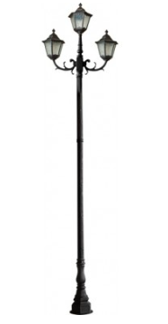 Dabmar Lighting GM8121-BZ 3 Light Cast Aluminum 1 Post Top Fixture Pole + Base E26 No Lamp, Voltage 120V, Bronze Finish