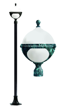 Dabmar Lighting GM9721-L6-RGBW-VG Cast Aluminum 1 Post Top Fixture Pole + Base E26 LED, Voltage 86V-265V, Multi-Color Temperature, Verde Green Finish