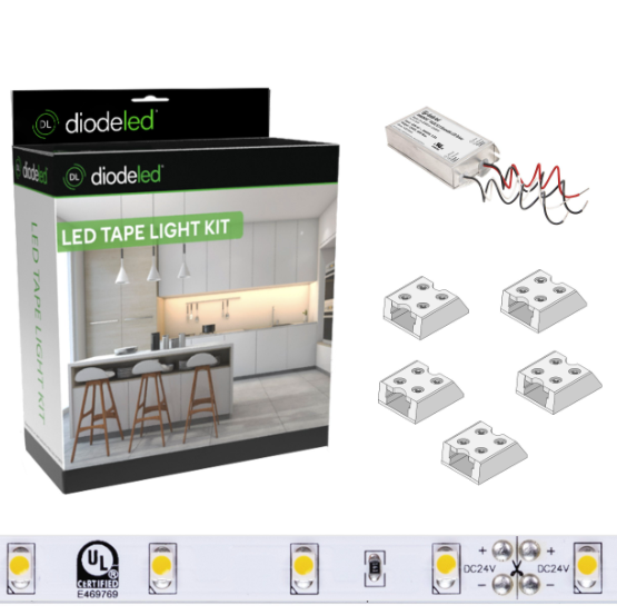 Diode LED DI-KIT-24V-BC2ODBELV60-4000 16.4ft Blaze 200+ Lumen Per Ft LED Tape Light Kit, Color Temperature 4000K, Voltage 24V