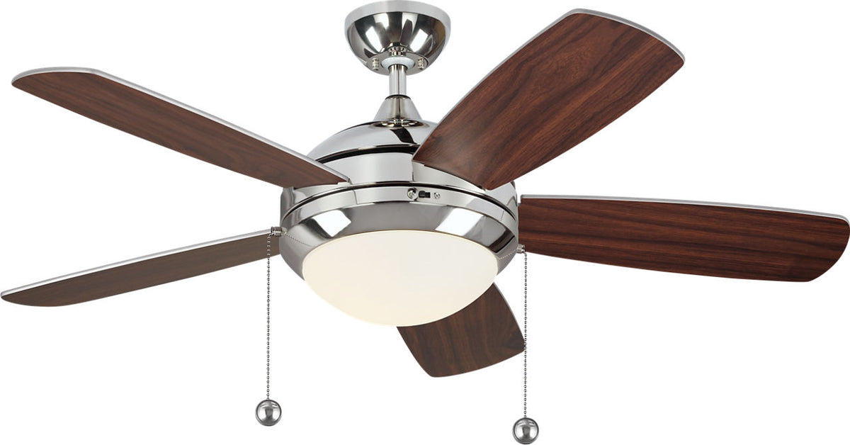 Generation Lighting Discus Classic 44 polished nickel ceiling fan with walnut blades