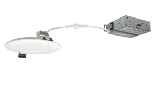 Nora Lighting NFLAT-R6TWMPW 6" FLAT Non-Metallic Can-less LED Downlight, Wattage 13.5W, Selectable CCT, Matte Powder White finish