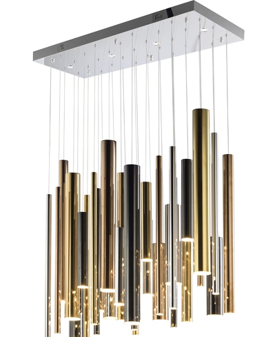 ET2 Contemporary Lighting E10017-MPLT Flute LED 35.5 inch Multi-Plated Linear Pendant Ceiling Light, Color Temperature 3000K, 8330 Lumens, Voltage 120V