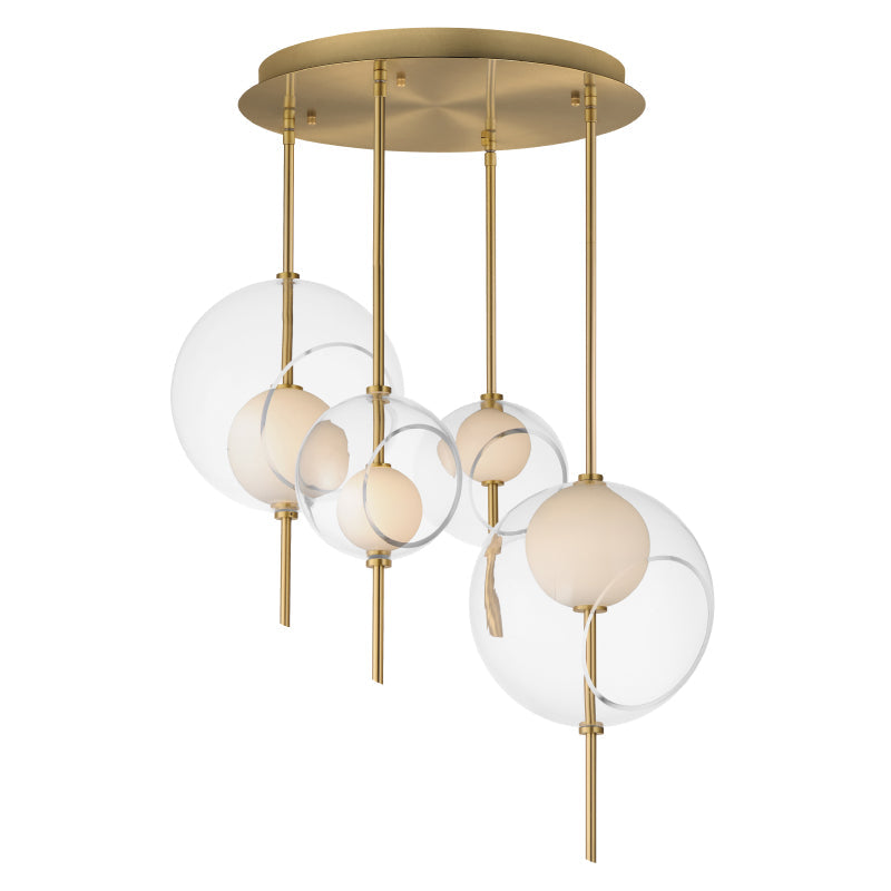 ET2 Contemporary Lighting E11096-10NAB 28" Martini 4-Light Led Pendant Ceiling Light - CCT: 3000K - Finish: Natural Aged Brass