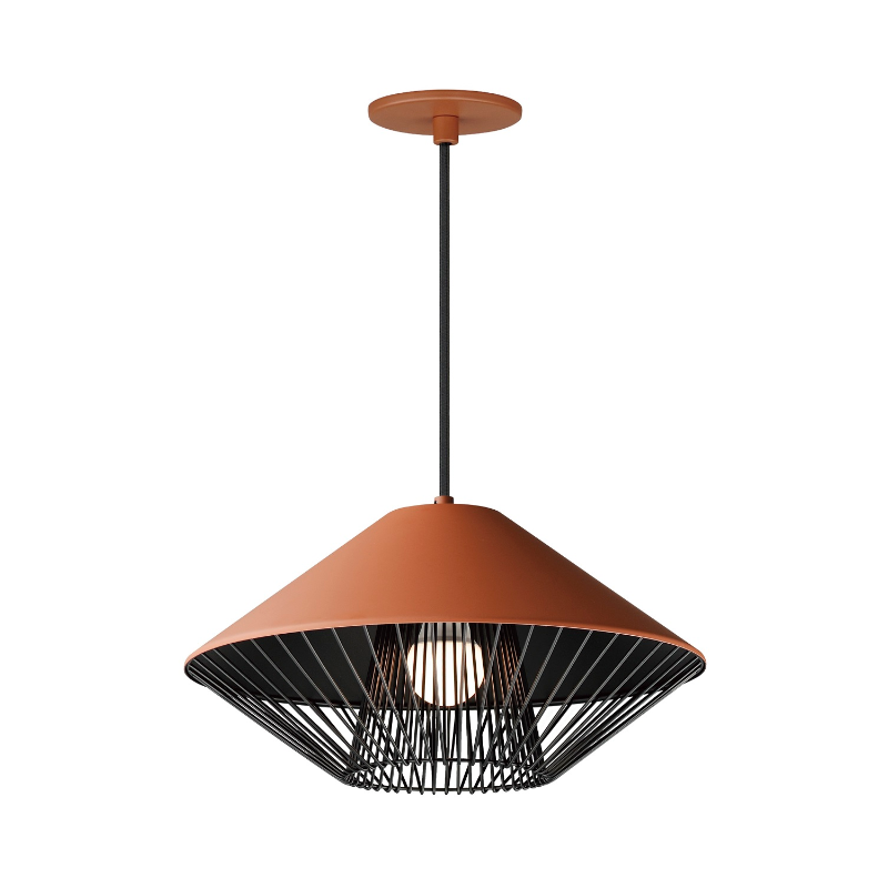 ET2 Contemporary Lighting E11395-BRKBK 16" Phoenix 1-Light Led Pendant Ceiling Light - CCT: 3000K - Finish: Brick/Black