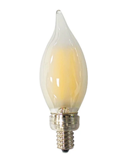 Westgate E12-FLA-4W-30K-D-F-BT LED Filament Candelabra 120V, Watt 4W, Lumens 500lm, CCT 3000K Frosted Bent Tip