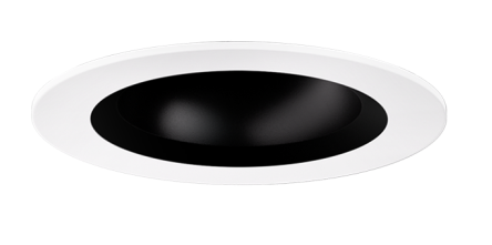 Elco Lighting E1AK02F27B 1" Round Recessed Architectural Oak™ Downlight, Color Temperature 2700K, Lumens 850 lm, Beam Angle 38° Black with White Trim